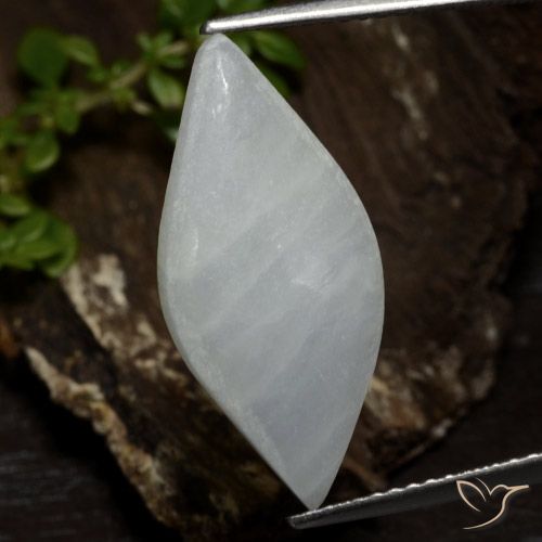 6.74ct 天然 灰白色 翡翠, 榄尖形, 半透明