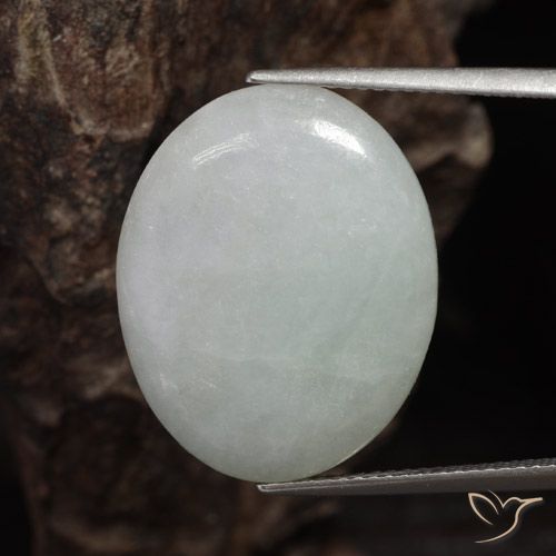 16.93ct 天然 灰绿色 翡翠, 椭圆形, 半透明