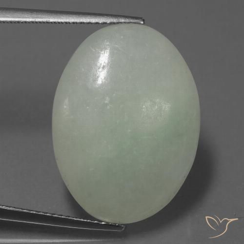 20.36ct 天然 灰绿色 翡翠, 椭圆形, 半透明