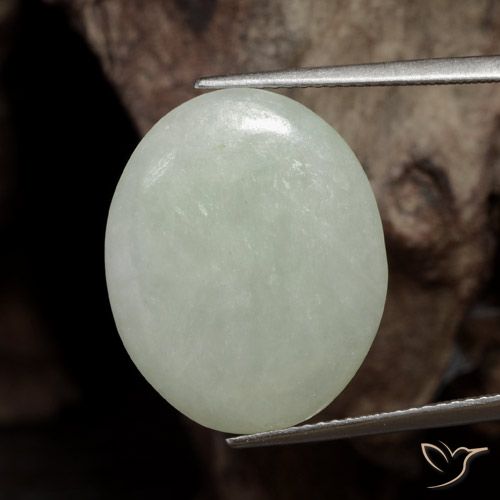 16.46ct 天然 灰绿色 翡翠, 椭圆形, 半透明