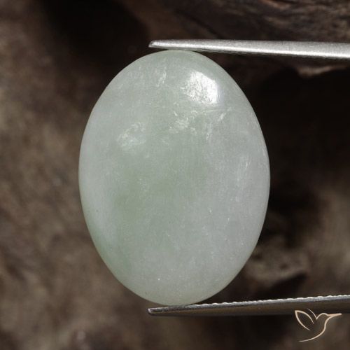 18.35ct 天然 灰绿色 翡翠, 椭圆形, 半透明