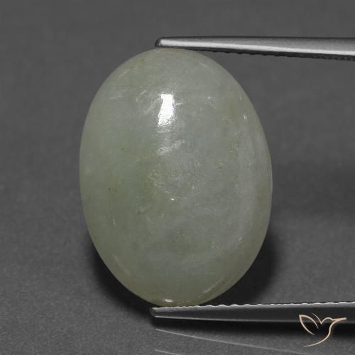 10.09ct 天然 灰绿色 翡翠, 椭圆形, 半透明