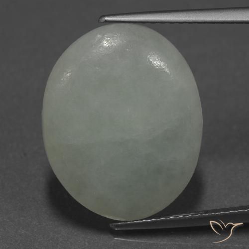 9.44ct 天然 灰绿色 翡翠, 椭圆形, 半透明