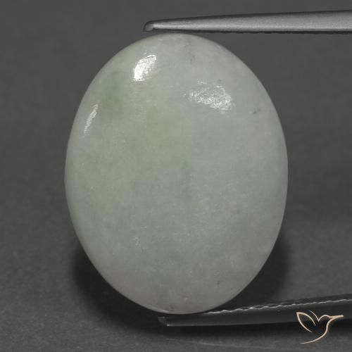9.24ct 天然 灰绿色 翡翠, 椭圆形, 半透明