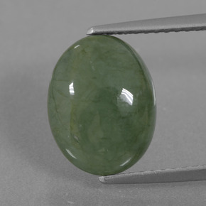 4.90克拉天然绿色硬玉，椭圆形切割，11.6×9毫米，半透明