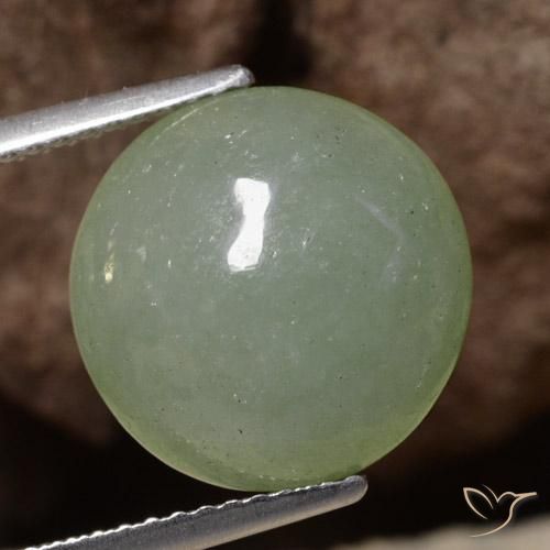 7.56ct 天然 灰苔绿 翡翠, 圆形的, 半透明