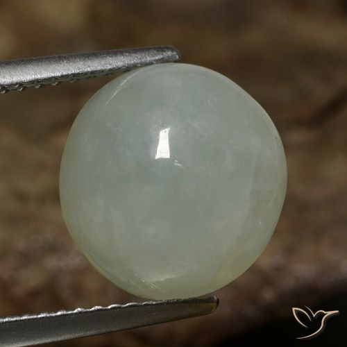 7.41ct 天然 灰绿色 翡翠, 椭圆形, 半透明