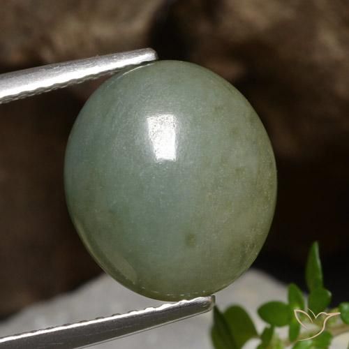 5.81ct 天然 中绿色 翡翠, 椭圆形, 半透明
