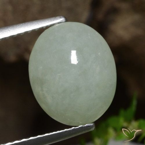 4.87ct 天然 灰绿色 翡翠, 椭圆形, 半透明