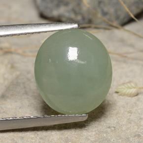 3.68克拉天然绿色硬玉，椭圆形切割，10.7×9.6毫米，半透明