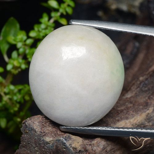 21.29ct 天然 非常浅灰色 翡翠, 椭圆形, 半透明