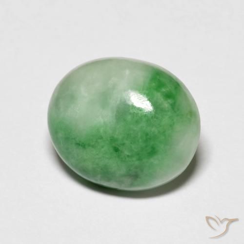 5.45克拉天然绿色硬玉，椭圆形切割，12.5×10.3毫米，不透明