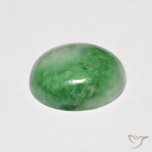 5.45克拉天然绿色硬玉，椭圆形切割，12.5×10.3毫米，不透明