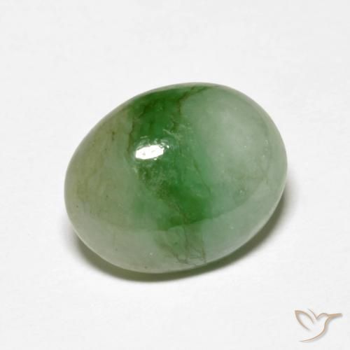 5.15克拉天然绿色硬玉，椭圆形切割，12.6×10毫米，不透明