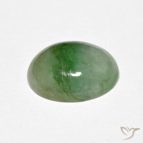 5.15克拉天然绿色硬玉，椭圆形切割，12.6×10毫米，不透明