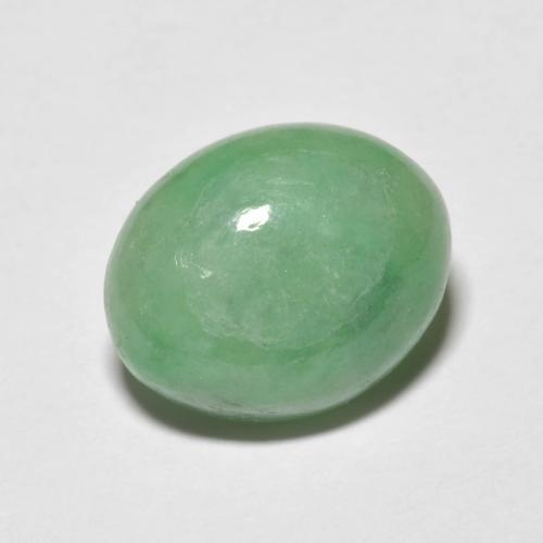 5.09克拉天然绿色硬玉，椭圆形切割，12.5×10.2毫米，不透明