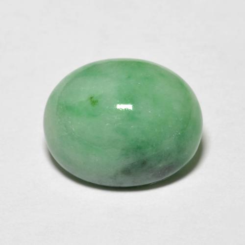 4.94克拉天然绿色硬玉，椭圆形切割，12.4×10毫米，不透明