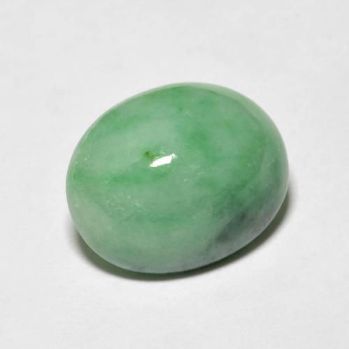 4.94克拉天然绿色硬玉，椭圆形切割，12.4×10毫米，不透明
