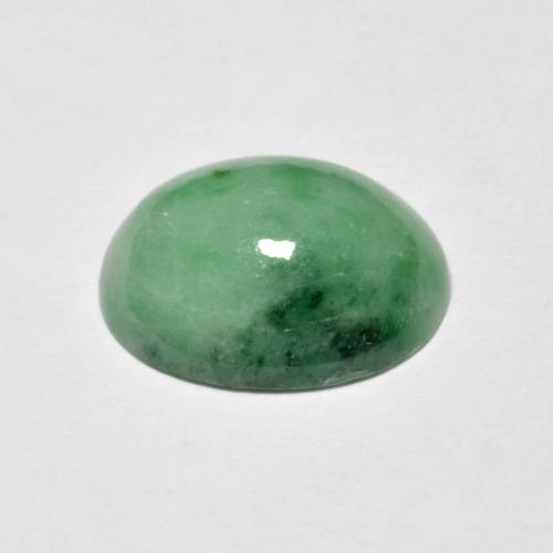 4.94克拉天然绿色硬玉，椭圆形切割，12.4×10毫米，不透明