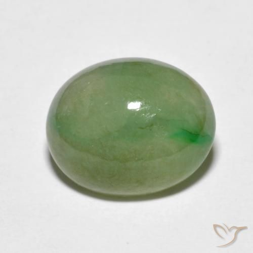 4.69ct 天然 淡柠檬绿 翡翠, 椭圆形, 半透明