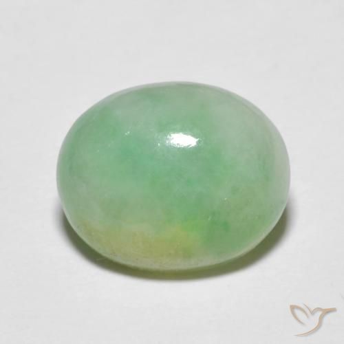 5.09ct 天然 浅绿色 翡翠, 椭圆形, 不透明