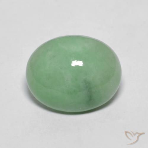 4.71ct 天然 浅鼠尾草绿色 翡翠, 椭圆形, 不透明