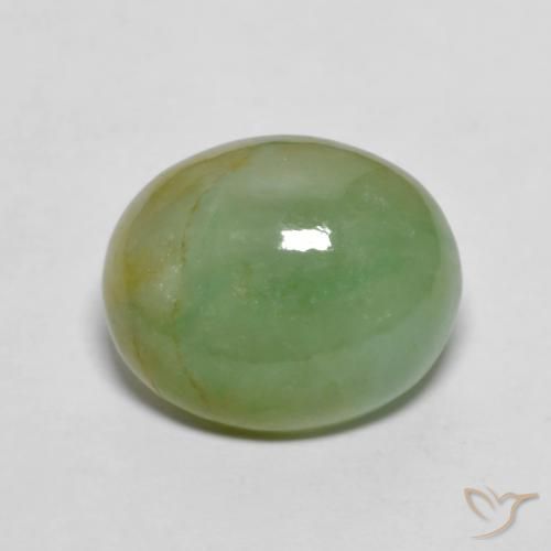 5.42ct 天然 淡土绿 翡翠, 椭圆形, 不透明