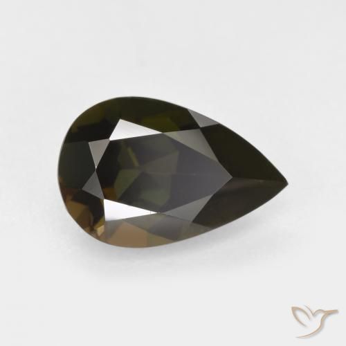 1.34ct 天然 暗棕色 钠柱晶石, 梨形, VVS