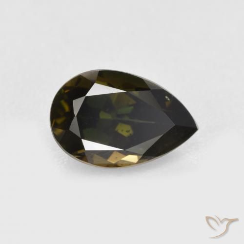 1.05ct 天然 绿棕色 钠柱晶石, 梨形, VVS-VS