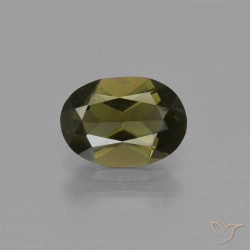1.14ct 天然 绿棕色 钠柱晶石, 椭圆形, VVS-VS