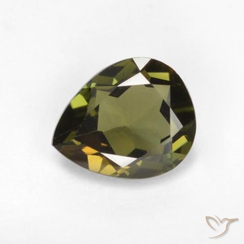 0.71ct 天然 暗绿色 钠柱晶石, 梨形, VVS