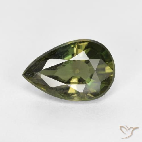1.51ct 天然 暗绿色 钠柱晶石, 梨形, VS