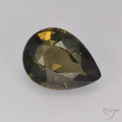 1.80ct 天然 绿棕色 钠柱晶石, 梨形, VS