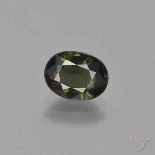 1.24ct 天然 暗绿色 钠柱晶石, 椭圆形, VVS