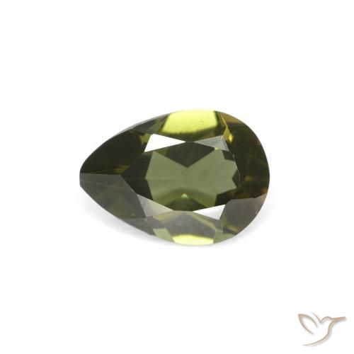 0.34ct 天然 暗绿色 钠柱晶石, 梨形, VVS