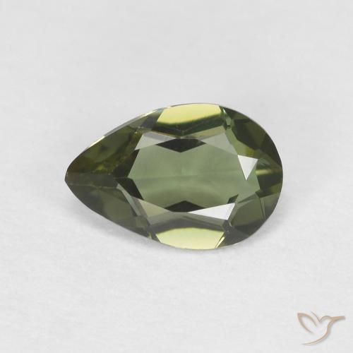 0.34ct 天然 深绿色 钠柱晶石, 梨形, VVS