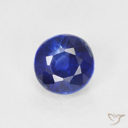 0.45ct 天然 浓海军蓝 蓝晶石, 圆形的, VS-SI