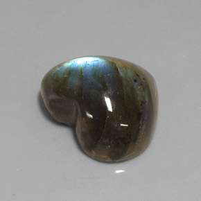 13.91克拉天然多色拉长石，心形，18×15.2毫米，半透明