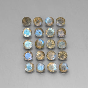 天然多色拉长石，透明，4.73毫米，透明/半透明