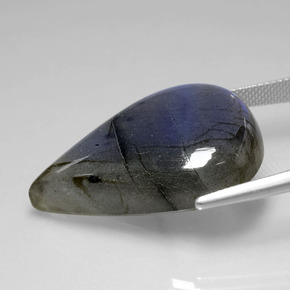 37.86克拉天然拉长石，梨形，30.6×22.4毫米，透明
