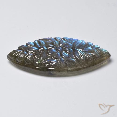 23.59克拉天然拉长石，榄尖形，半透明