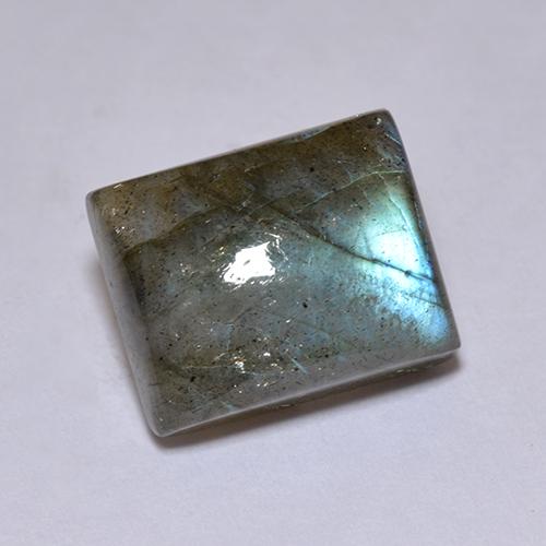 5.22克拉天然多色拉长石，长方形切工，10.9×8.8毫米，半透明
