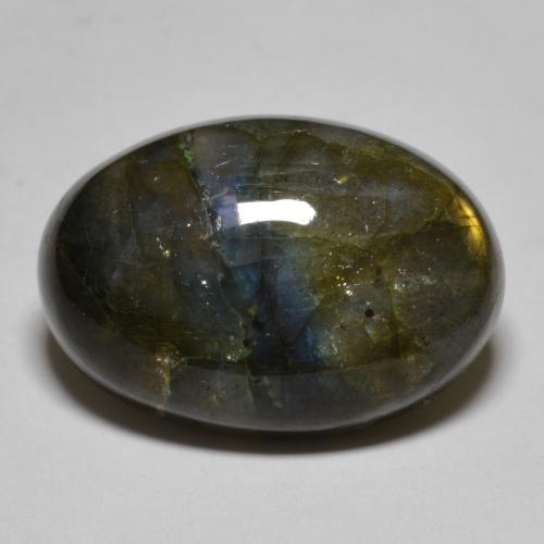 20.40克拉天然多色拉长石，椭圆形切割，21.7×15.1毫米，半透明