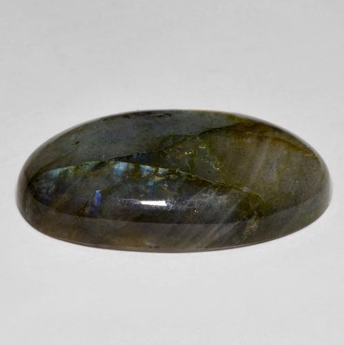 24.23克拉天然多色拉长石，椭圆形切割，27.5×16.1毫米，不透明