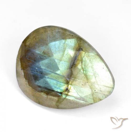9.87ct 天然 彩色 拉长石, 梨形, 半透明