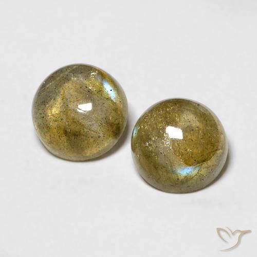 1.86ctw 天然 彩色 拉长石, 圆形的, 半透明