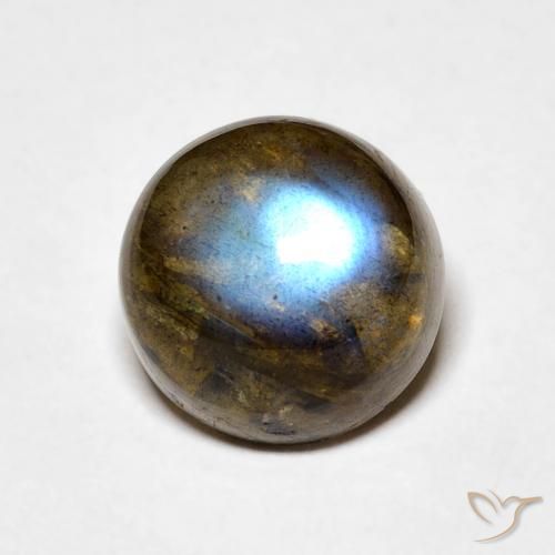 3.59ct 天然 彩色 拉长石, 圆形的, 半透明