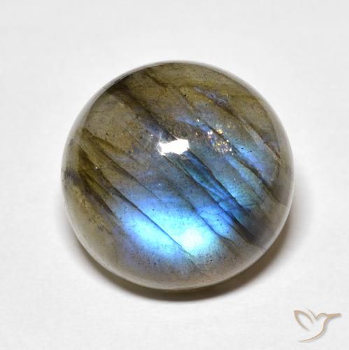 12.00ct 天然 彩色 拉长石, 圆形的, 半透明
