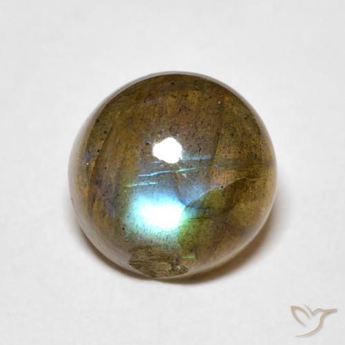 3.68ct 天然 彩色 拉长石, 圆形的, 半透明