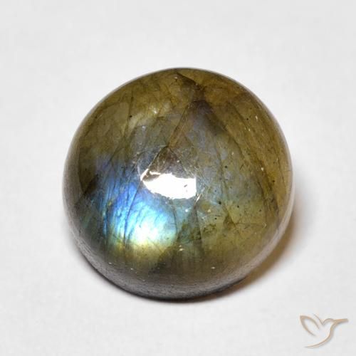 5.91ct 天然 彩色 拉长石, 圆形的, 半透明